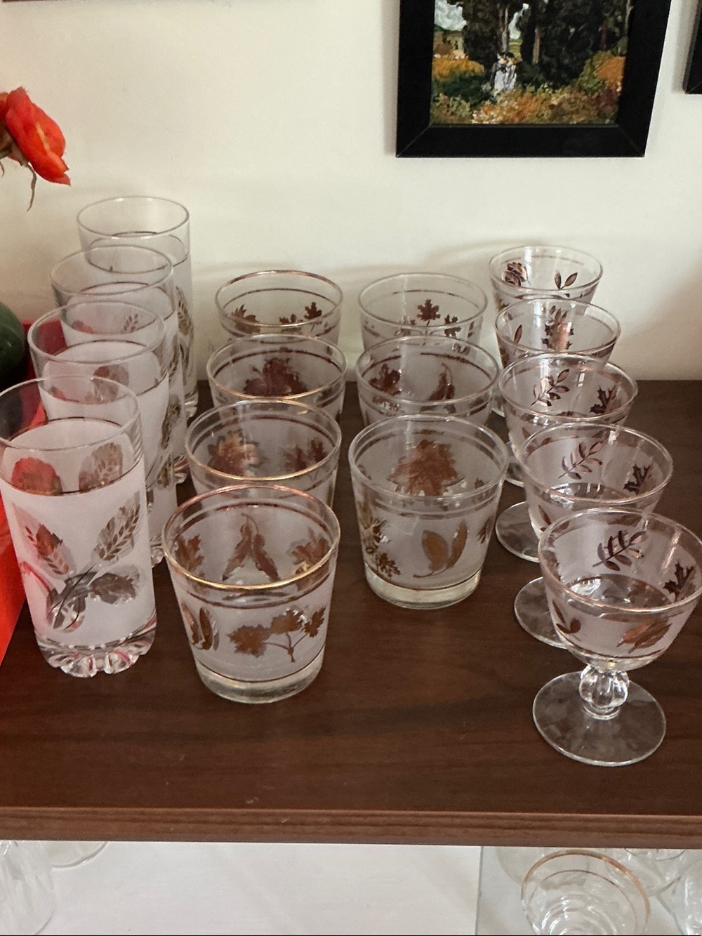 Gold-Accent Frosted Glass Tumblers and Stemware - White and Gold.